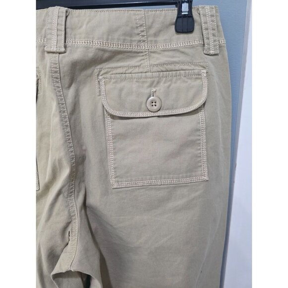 Eddie Bauer Size 12 Tan Khaki Capri Cargo Pants Wide Leg Utility Hiking - Picture 15 of 16